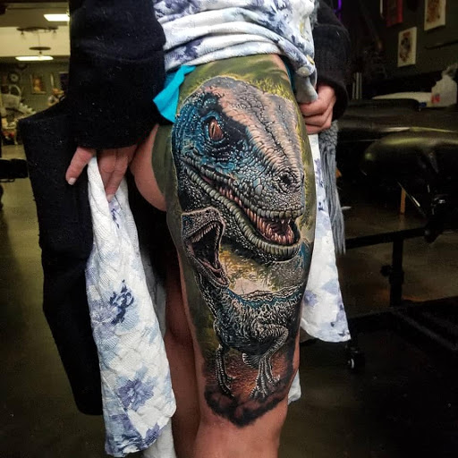 Explore religious elbow tattoo ideas, creative tattoo ideas in Chatham, available at Cloud N9ne Tattoo Studio