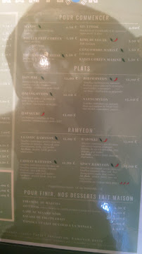 Kamyeon à Paris menu