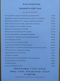 Menu du Gasthaus Krone à Weiler-Simmerberg