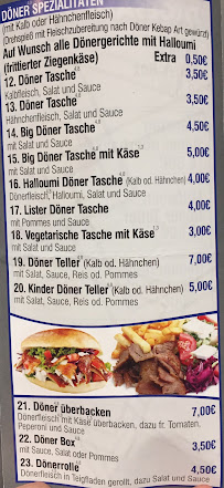 Lister Döner à Hanover menu