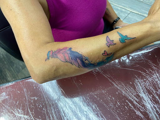 Explore skull tattoo sleeve ideas, creative tattoo ideas in El Paso, available at American Tattoo Society of Ft Bliss