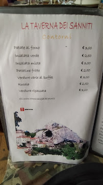 Restaurant La Taverna Dei Sanniti à Pietrabbondante (la carte)