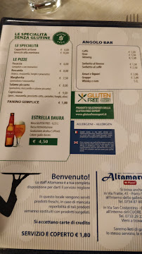 Carte du Ristorante Pizzeria Altamarea à Porto San Giorgio