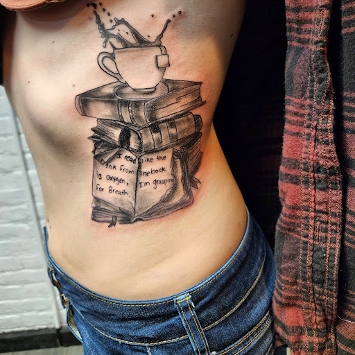 Explore skull and roses tattoo ideas, creative tattoo ideas in Cumberland, available at Queen City Ink