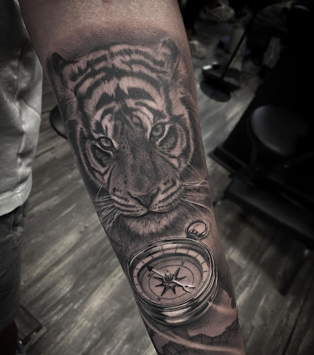 Explore bonnie and clyde tattoo ideas, creative tattoo ideas in Goose Creek, available at Red Kirin Tattoo