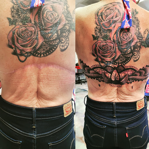 Explore black and grey tattoo filler ideas, creative tattoo ideas in Tucson, available at Jesses Tattoos & Tattoo Supplies