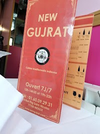 Menu / carte de Restaurant indien new gujrat à Meaux