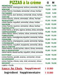 Carte du Pizzas des 7 Collines à Nîmes