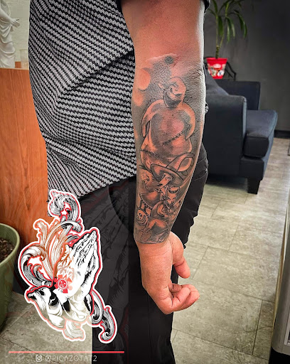 Explore blue tattoo ideas, creative tattoo ideas in Palm Desert, available at Picazo Tattoo Studio