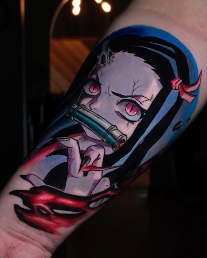 Explore mens knee tattoo ideas, creative tattoo ideas in Sacramento, available at REALM