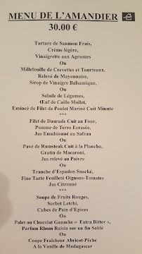 Restaurant L'Amandier à Fréjus (le menu)