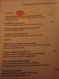 Le Vaisseau Vert à Paris menu