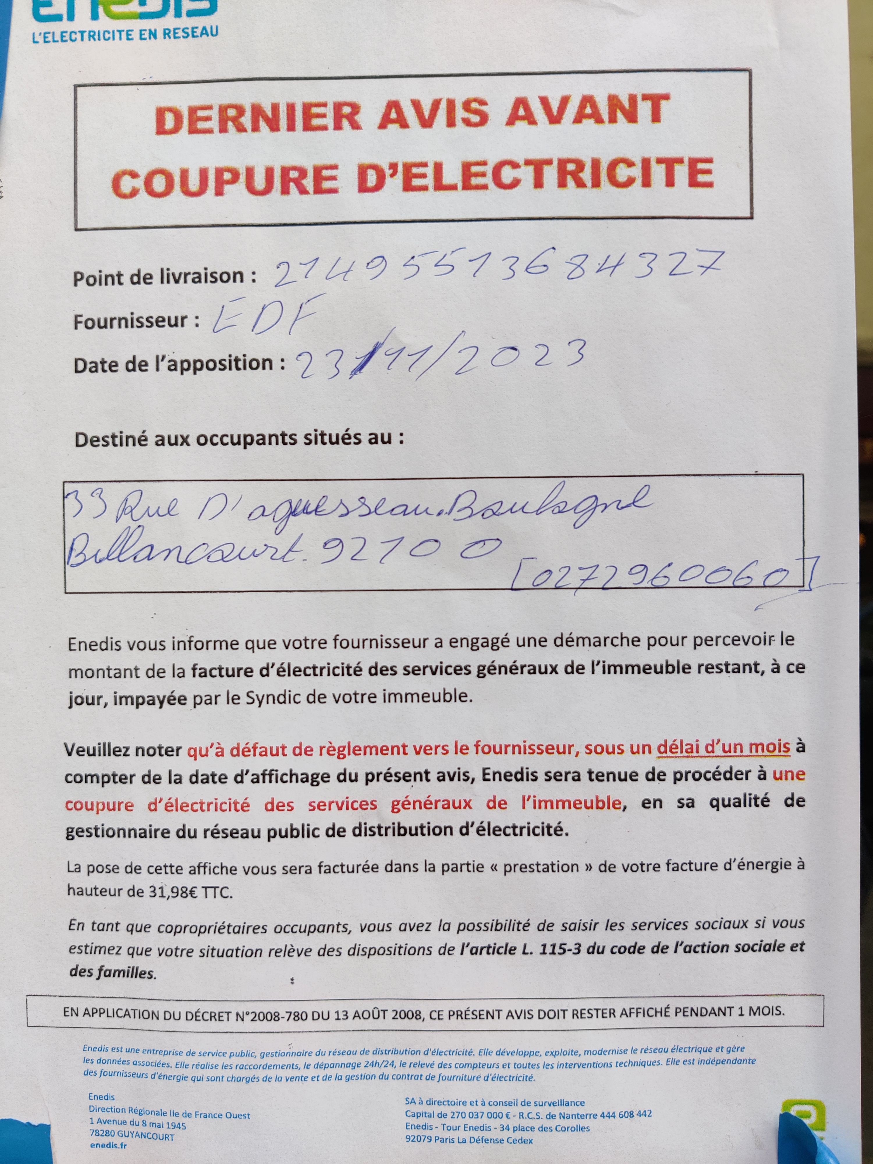 Photo n° 1 de l'avis de Alex. fait le 17/04/2023 à 16:31