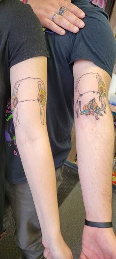 Explore frenchie tattoo ideas, creative tattoo ideas in Russell, available at AU Tattoo