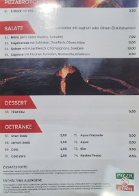 Pizzeria Etna à Düsseldorf carte