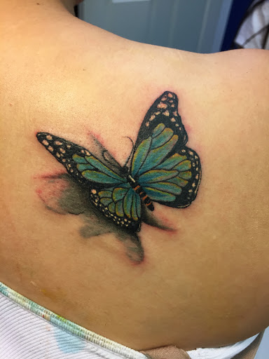 Explore metroid tattoo ideas, creative tattoo ideas in Brunswick, available at Blue Fin Tattoos