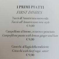 Menu / carte de La Botte à Offida