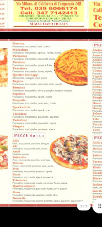 Pizzeria Antica Pizzeria à Camparada - menu / carte