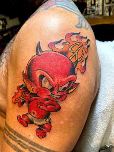 Explore men's shin tattoo ideas, creative tattoo ideas in Kingsland, available at Second Skin Tattoo