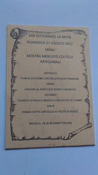 Menu / carte de Ristorante LA BAITA di Mainardis Roberto & C. s.n.c. à Viaso