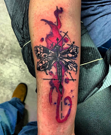 Explore saxophone tattoo ideas, creative tattoo ideas in Hudson Falls, available at ALTERED ADDICTION TATTOOS