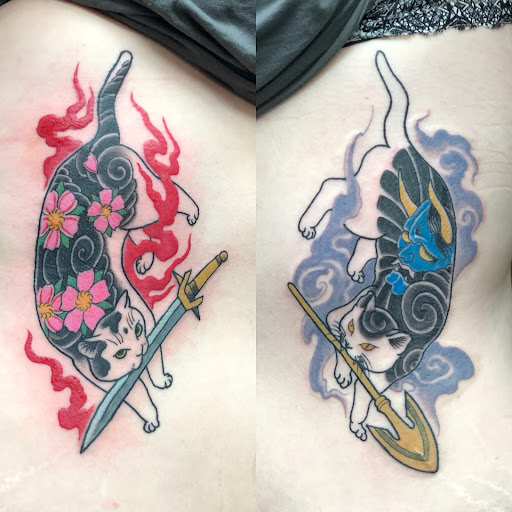Explore gangster tattoo sleeve ideas, creative tattoo ideas in Greer, available at Inkslingers Electric Tattooing