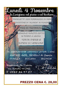 Carte du Ristorante Pizzeria Da Pietron à Massa