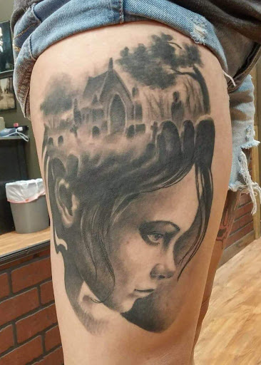 Explore lone wolf tattoo ideas, creative tattoo ideas in Channahon, available at Supersauce Tattoo Company