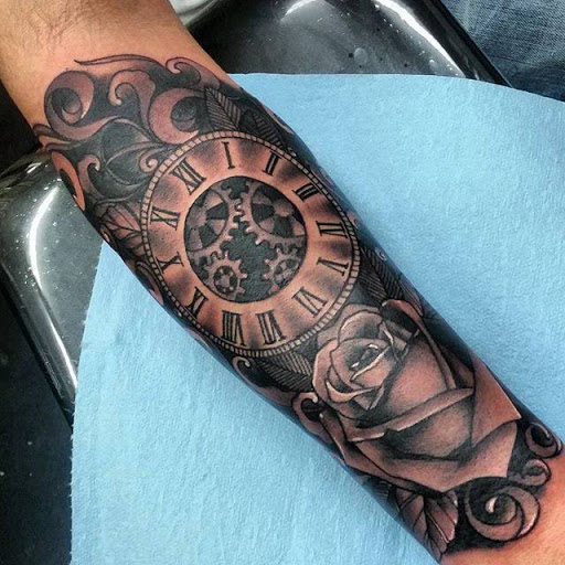 Explore cool arm sleeve tattoo ideas, creative tattoo ideas in Modesto, available at Emerald Tattoo & Piercing - Modesto