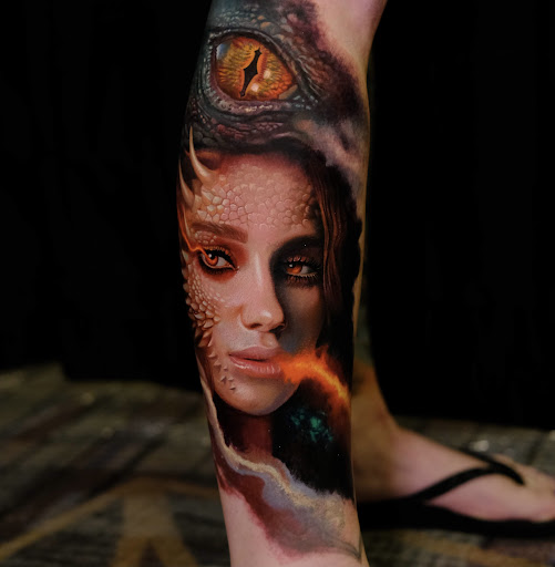Explore power tattoo ideas, creative tattoo ideas in Fort Worth, available at Dark Age Tattoo Studio Fort Worth