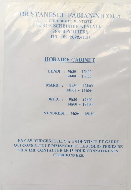 Cabinet dentaire Fabian Stanescu à Poitiers