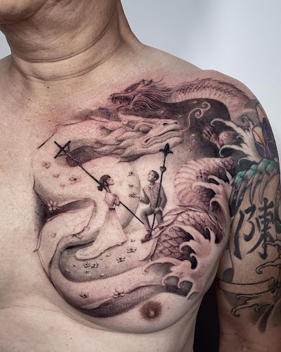 Explore shoulder scar tattoo ideas, creative tattoo ideas in Kissimmee, available at Fallen Sparrow Tattoo Co