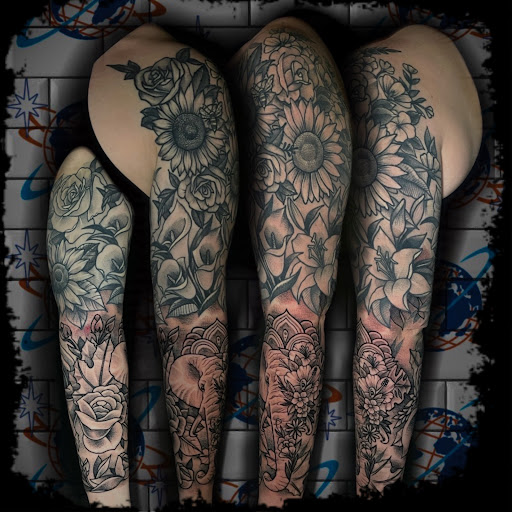 Explore timeline tattoo ideas, creative tattoo ideas in Astoria, available at Worlds Fair Tattoo