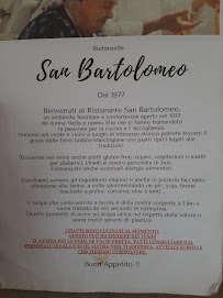 Menu du Ristorante Pizzeria San Bartolomeo à Gubbio
