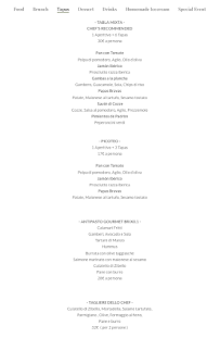 Menu / carte de Brix 0.1 à Brixen