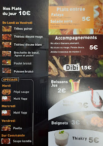 Menu / carte de S0RA Restaurant franco Sénégalais à Neuilly-sur-Seine