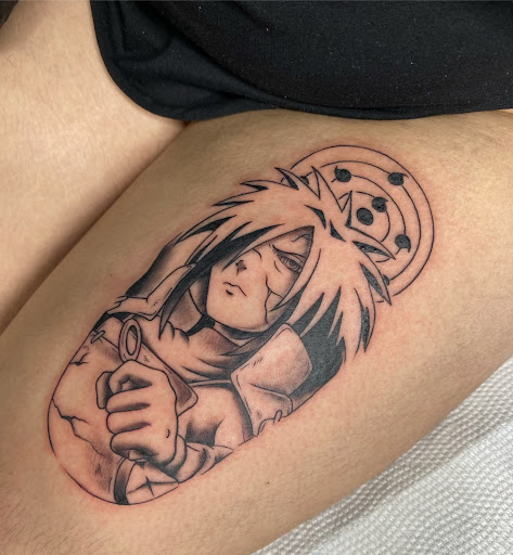 Explore thigh tattoo ideas for women, creative tattoo ideas in Jersey City, available at 7 Souls Tattoo & Body Piercing