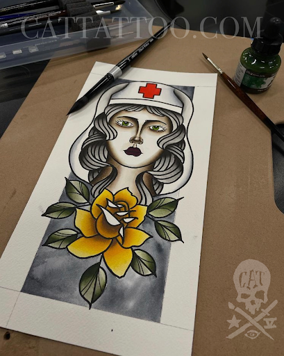 Explore flash art tattoo ideas, creative tattoo ideas in Addison, available at Cat Tattoo