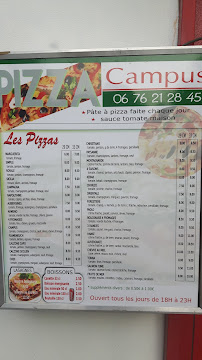 Carte du Pizza Campus à Clermont-Ferrand