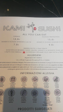 Restaurant de sushis Kami 2 à Mortara (la carte)