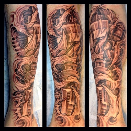 Explore half sleeve tattoo ideas with meaning, creative tattoo ideas in Huntsville, available at Blacktide Tattoo Co.