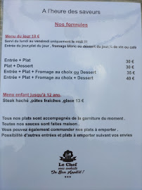 Menu / carte de A l'Heure des Saveurs à Couches