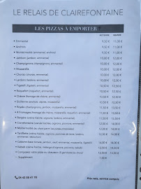 Menu du RELAIS DE CLAIREFONTAINE à Meyreuil