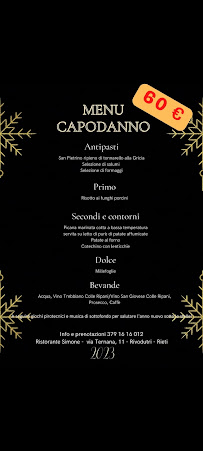 Restaurant Simone - Trattoria - Pizzeria - La RISERVA dei sapori à Rivodutri - menu / carte