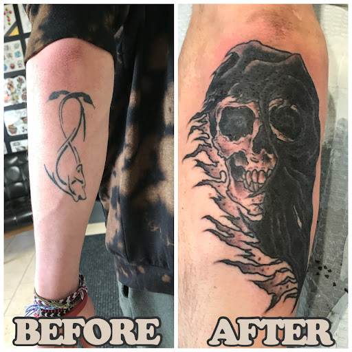 Explore lavender tattoo ideas, creative tattoo ideas in Libertyville, available at Lucky Seven Tattoo