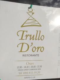 Restaurant italien Ristorante Trullo D'Oro à Alberobello (le menu)
