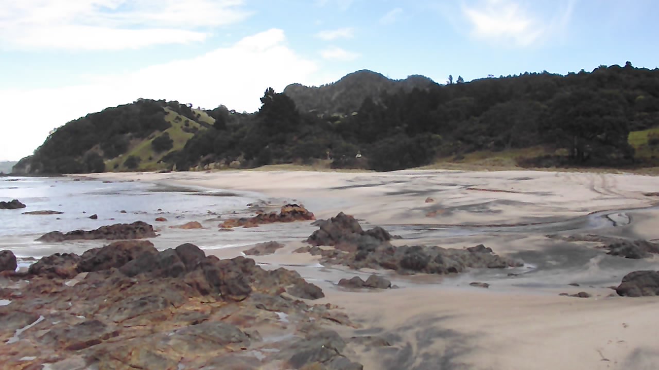 Foto de WhauWhau Beach com areia brilhante superfície