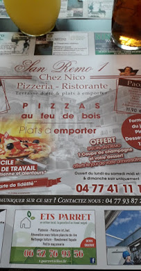 Pizzeria San Remo - Chez Nico à Saint-Étienne menu