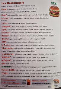 Menu / carte de rapid burger à Cahors