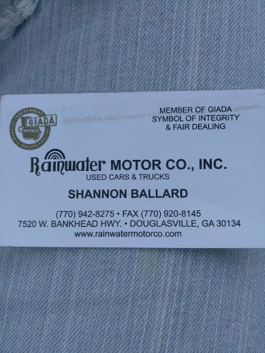 Used Car Dealer «Rainwater Motor Co Inc», reviews and photos, 7520 Bankhead Hwy, Douglasville, GA 30134, USA